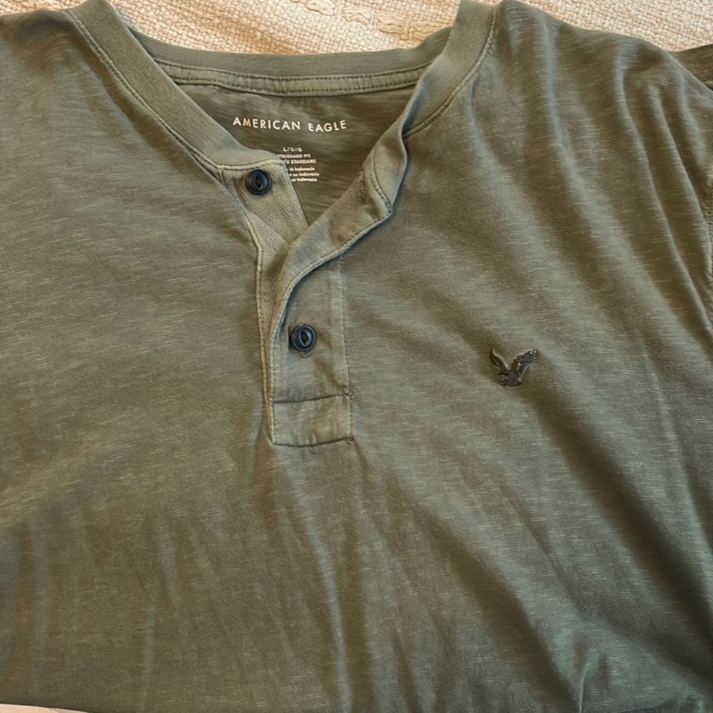 Army Green American Eagle Henley Large